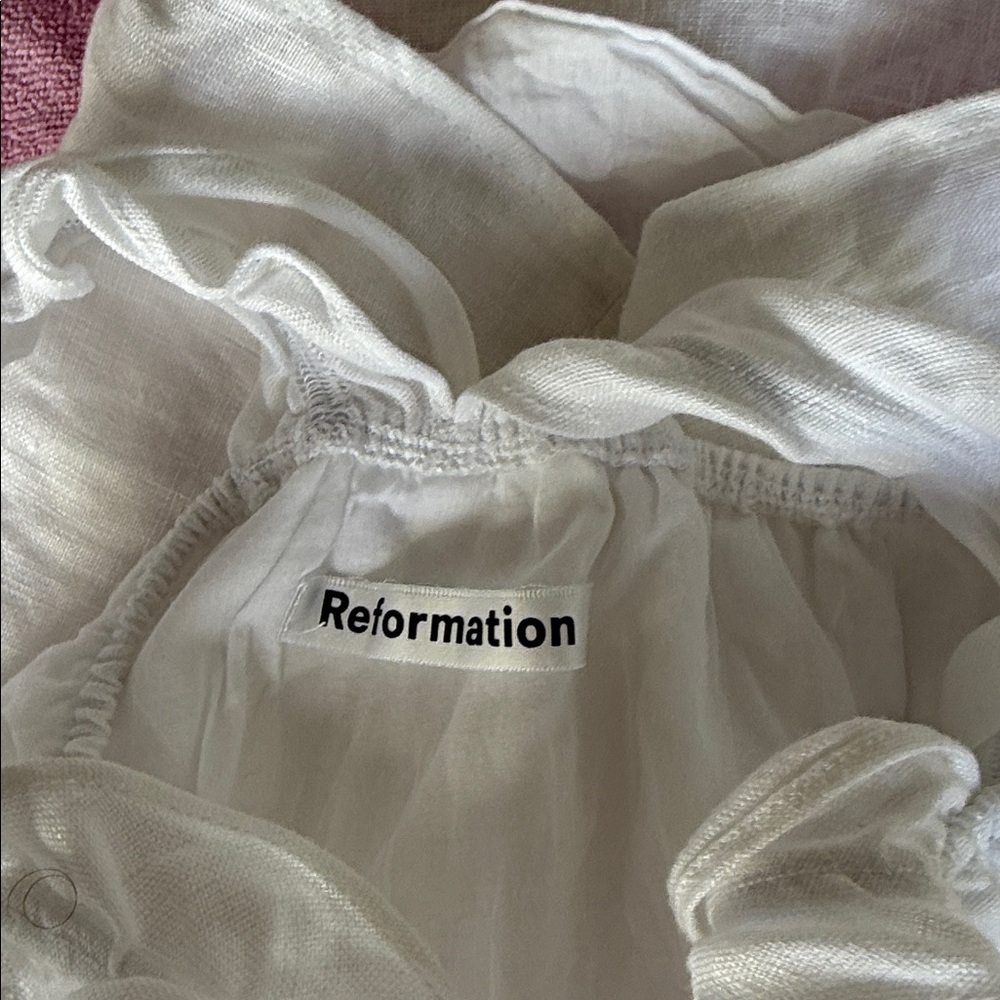 Reformation White Ruffle-strap Linen Dress - Picture 4 of 5
